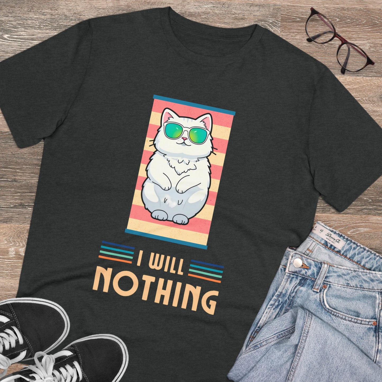 The Zen of Inaction: A Cat's Serene Slumber - T-shirt - Unisex