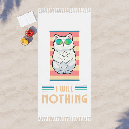 "The Zen of Idleness: A Cat's Serene Siesta" - Towel - Boho Beach Towel