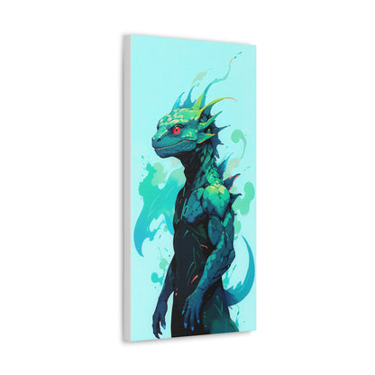 Splash of friendship: cartoon lizard in turquoise