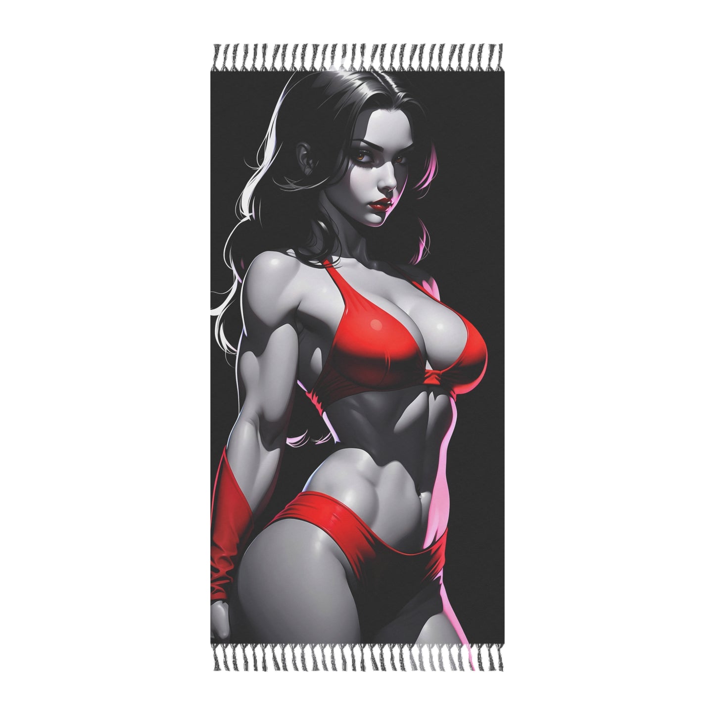 "Enchanting Ruby Red: The Captivating Red Bikini Courtesan" - Towel - Boho Beach Towel