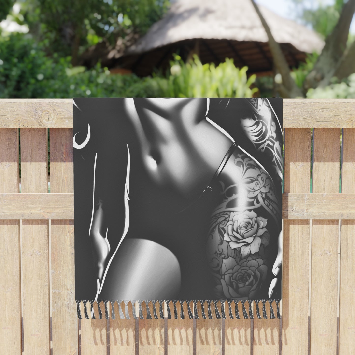 "Ink &amp; Identity: Story of a Tattooed Latina" - Towel - Boho Beach Towel