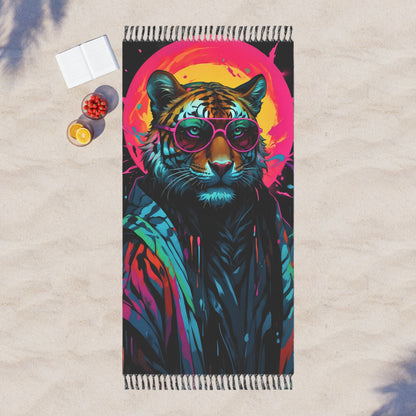 "Sun Safari: Fearless fashion roars against the night" - Towel - Boho Beach Towel