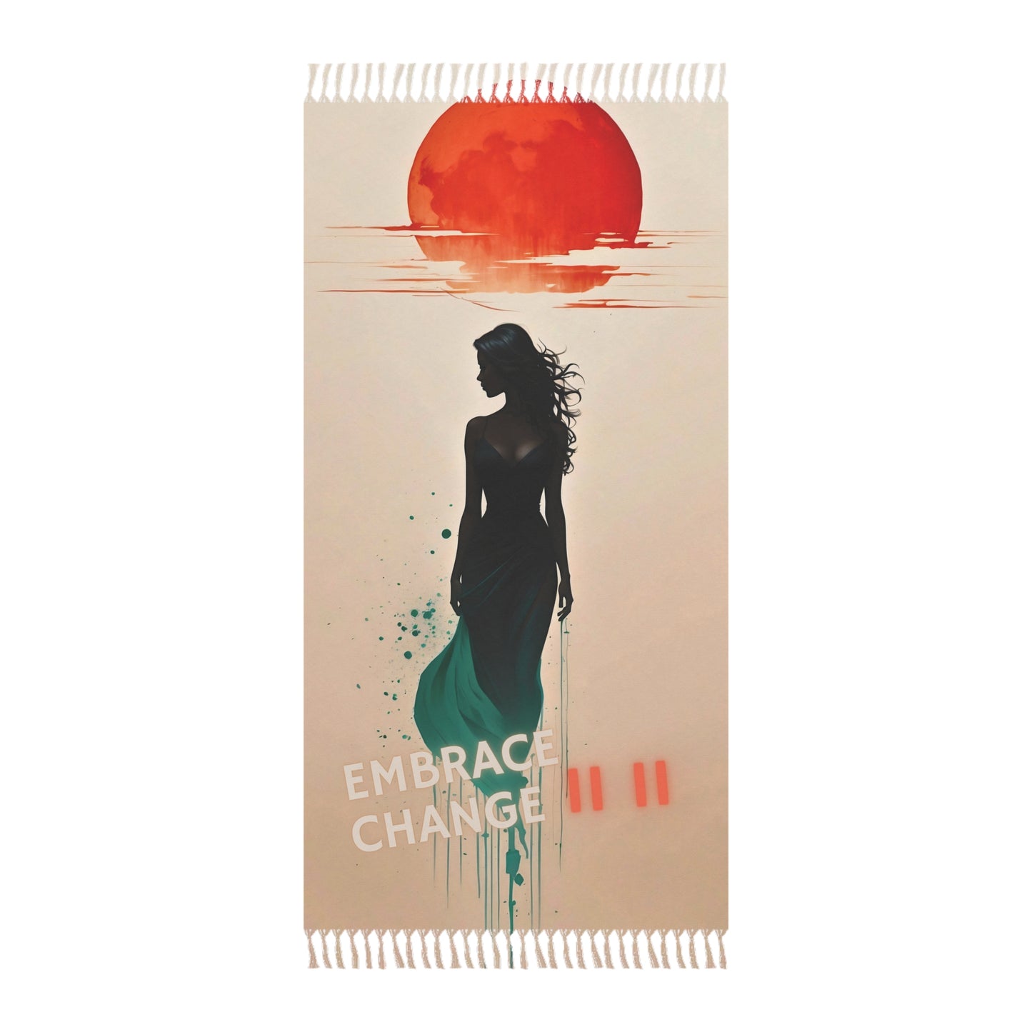 "Synchronity Serenade: Embrace Under the Red Sun" - Towel - Boho Beach Towel