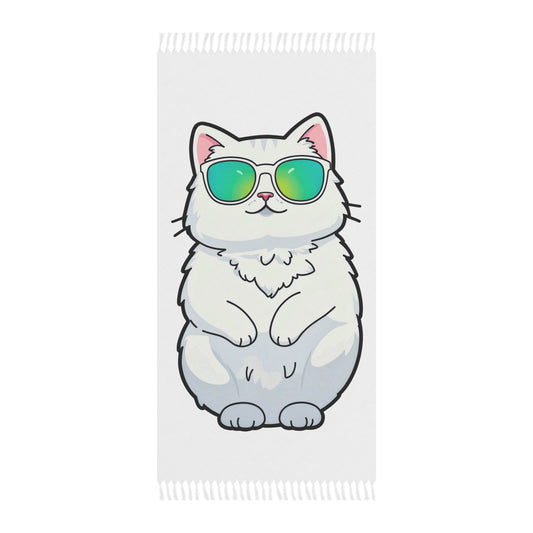 "Chill Cat Chronicles: Stilvolle Sonnenbrillen & Sandige Träume" - Handtuch - Boho-Strandtuch