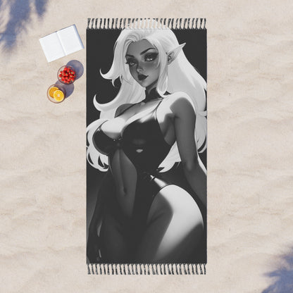 "Cartoon Charisma: Embracing the Dark Side of Bikini Glamour" - Towel - Boho Beach Towel