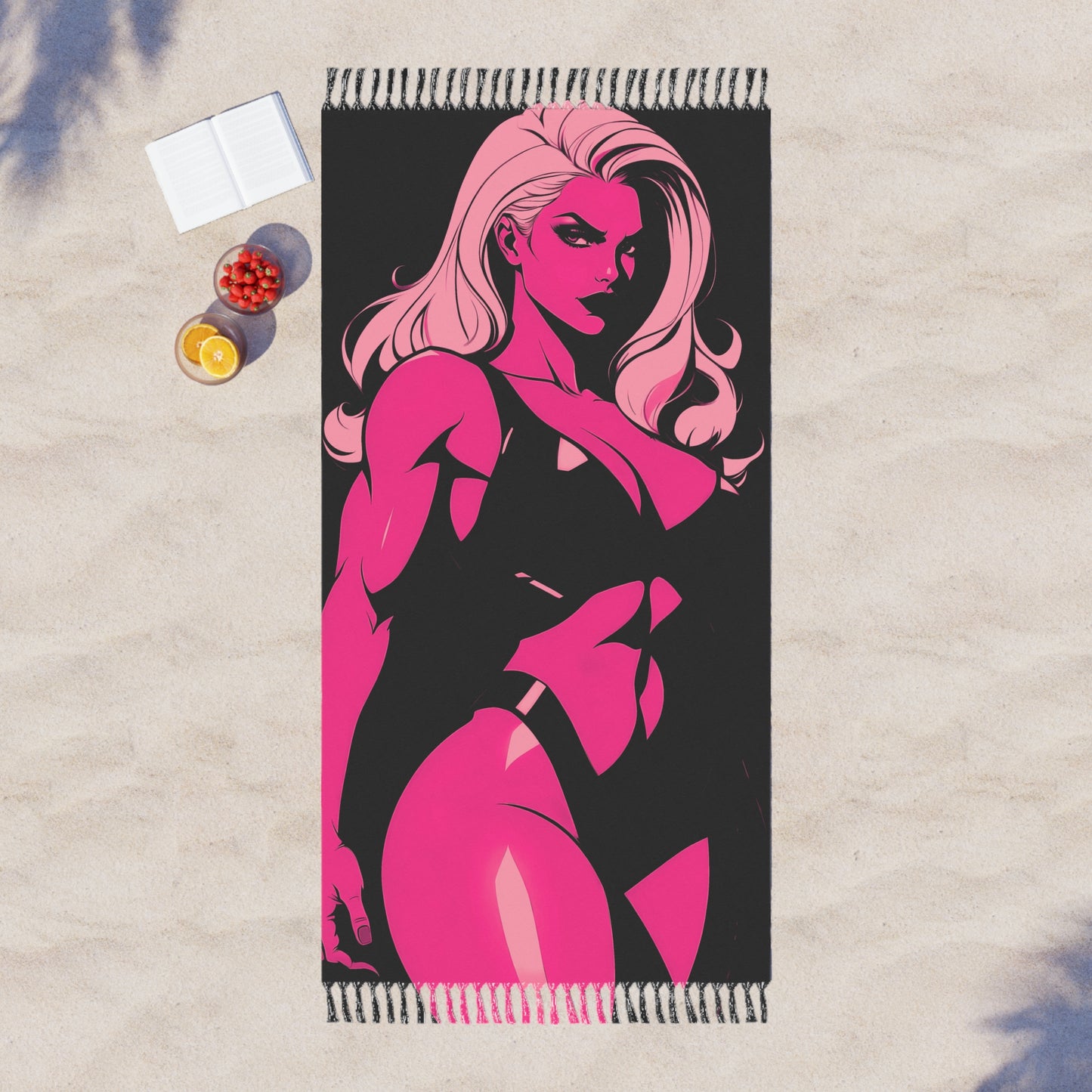 "Pink Powerhouse: The Strength of Glowing Muscles" - Towel - Boho Beach Towel