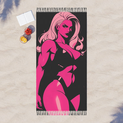 "Pink Powerhouse: The Strength of Glowing Muscles" - Towel - Boho Beach Towel