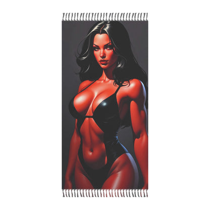 "Enchanting Rouge: The Allure of a Red-Skinned Beauty" - Towel - Boho Beach Towel