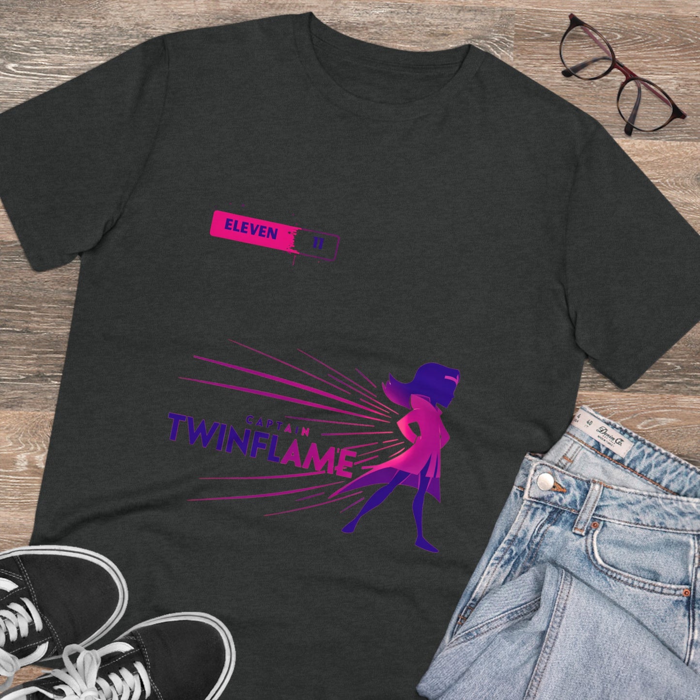 "Cosmic Commander: Captain Twinflame's Voyage in Violet" - T-shirt - Unisex