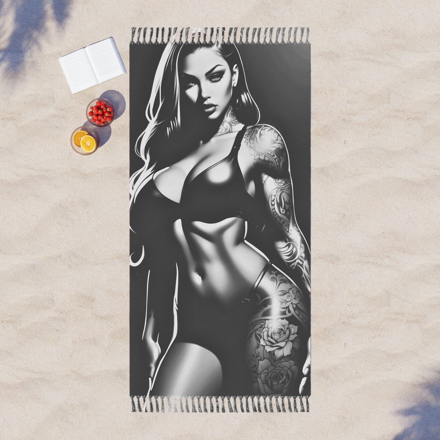 "Ink &amp; Identity: Story of a Tattooed Latina" - Towel - Boho Beach Towel