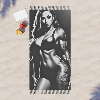 "Ink &amp; Identity: Story of a Tattooed Latina" - Towel - Boho Beach Towel