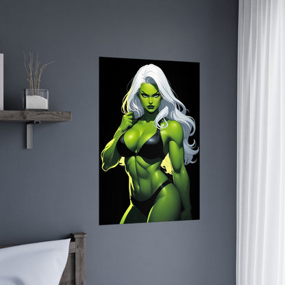 Exotic Intimacy: Muscular Green Alien Girl in Lingerie