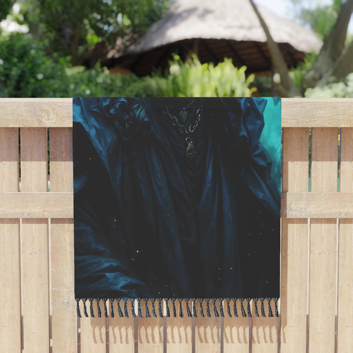 "Lunar Lament: The Melancholy Reverie of the Midnight Wolf" - Towel - Boho Beach Towel