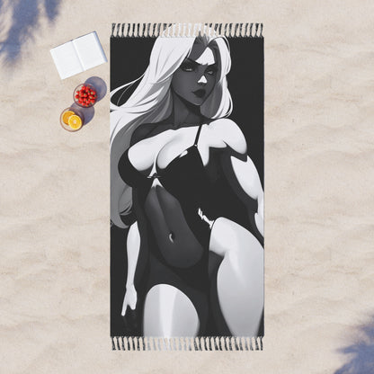 "Monochrome Seduction: Unveiling the Allure of the Bikini Muse" - Towel - Boho Beach Towel