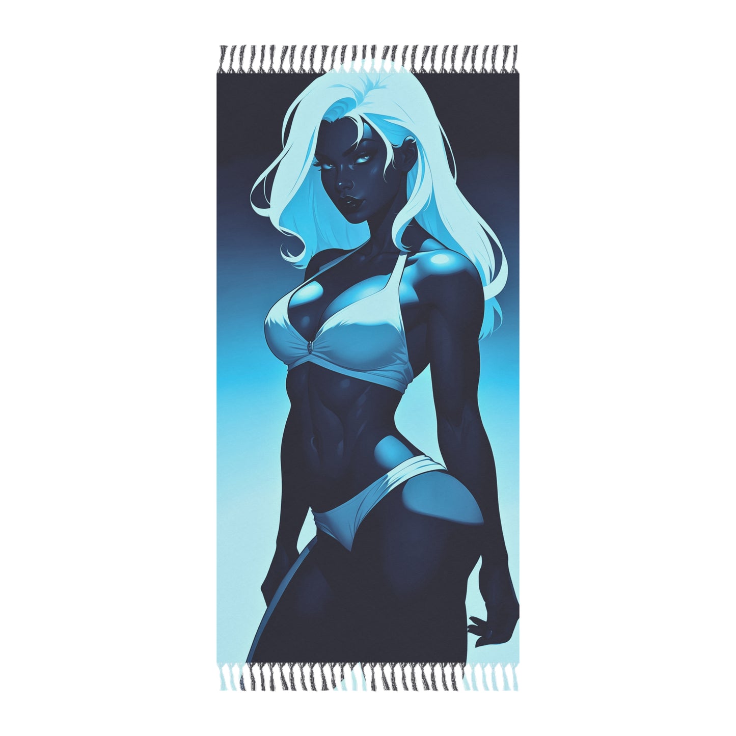 "Azure Allure: The Captivating Courtesan in the Shadows" - Towel - Boho Beach Towel