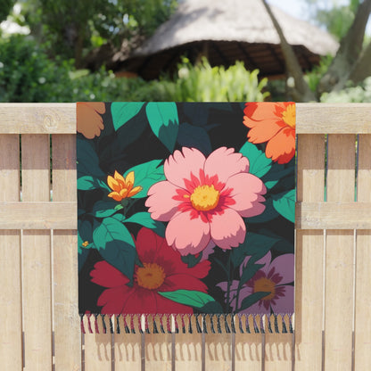 "Blooming Serenity: A Floral Oasis" - Towel - Boho Beach Towel