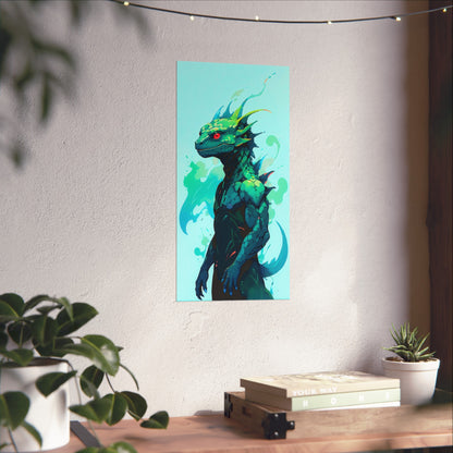 Splash of friendship: cartoon lizard in turquoise