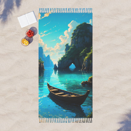 "Secluded Serenity: A Journey into Beach Solitude" - Towel - Boho Beach Towel