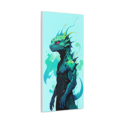 Splash of friendship: cartoon lizard in turquoise