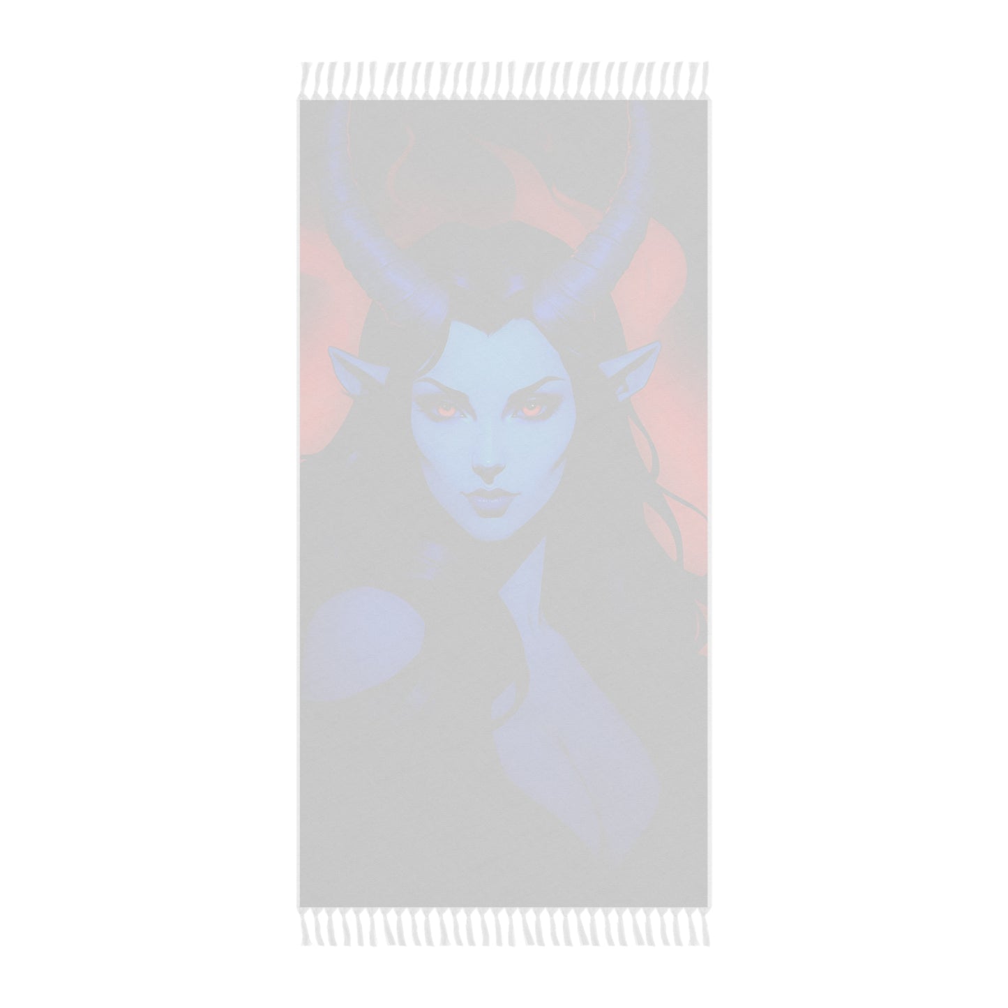 "Infernal Intentions: The Fiery Purpose of the Red and Blue Tiefling Maiden" - Towel - Boho Beach Towel