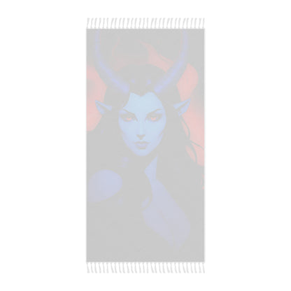 "Infernal Intentions: The Fiery Purpose of the Red and Blue Tiefling Maiden" - Towel - Boho Beach Towel