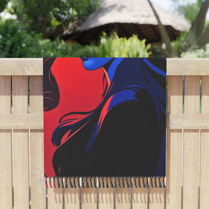 "Chromatic Temptation: The Allure of a Blue-Red Tiefling Beauty" - Towel - Boho Beach Towel