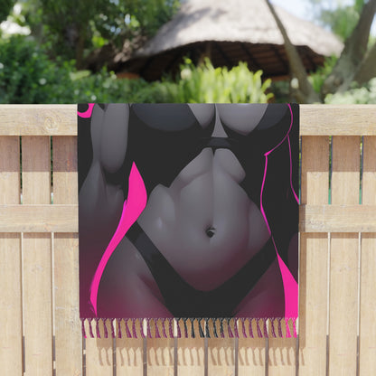 "Pink Paragon: The Beguiling Spotlight Seduction" - Towel - Boho Beach Towel