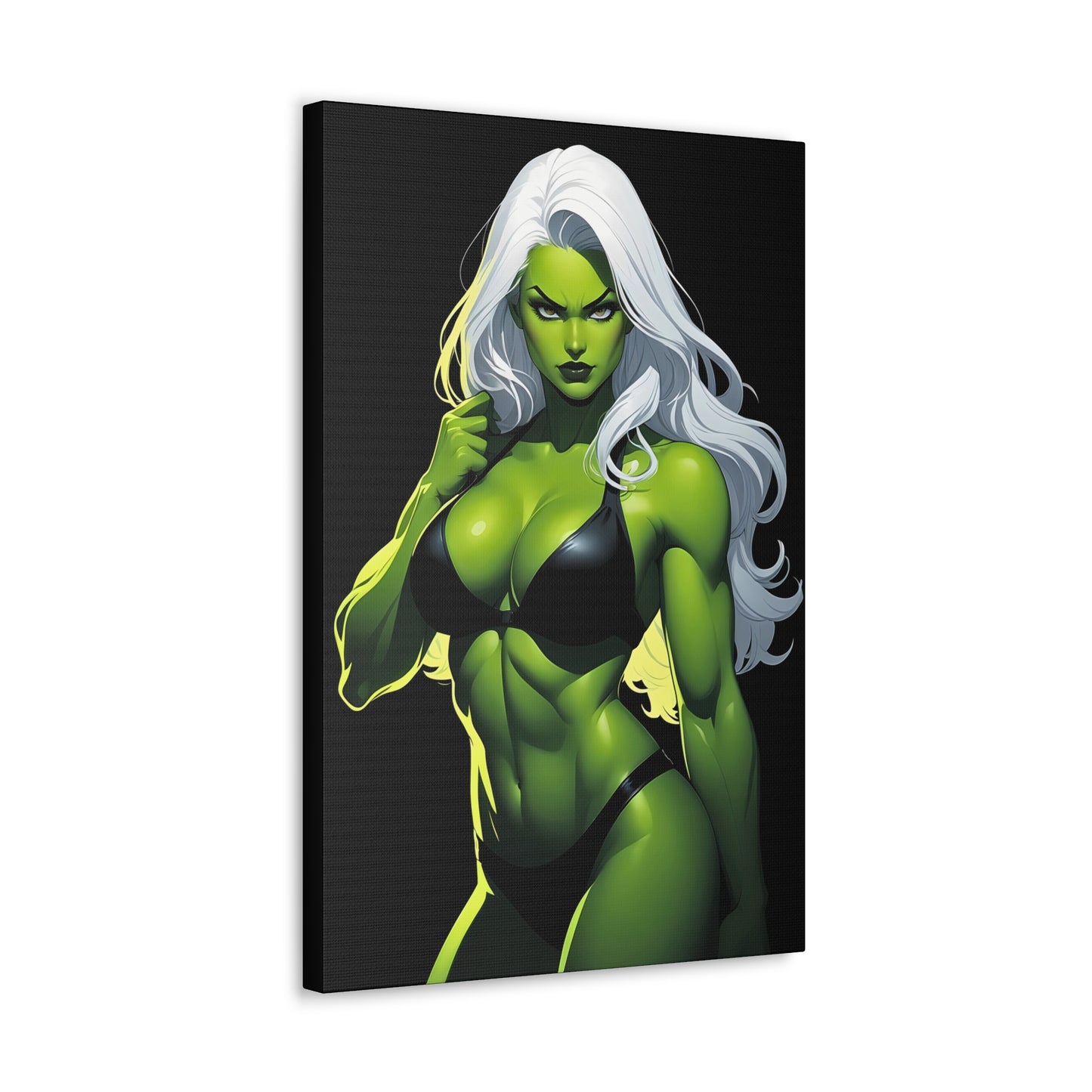 Exotic Intimacy: Muscular Green Alien Girl in Lingerie