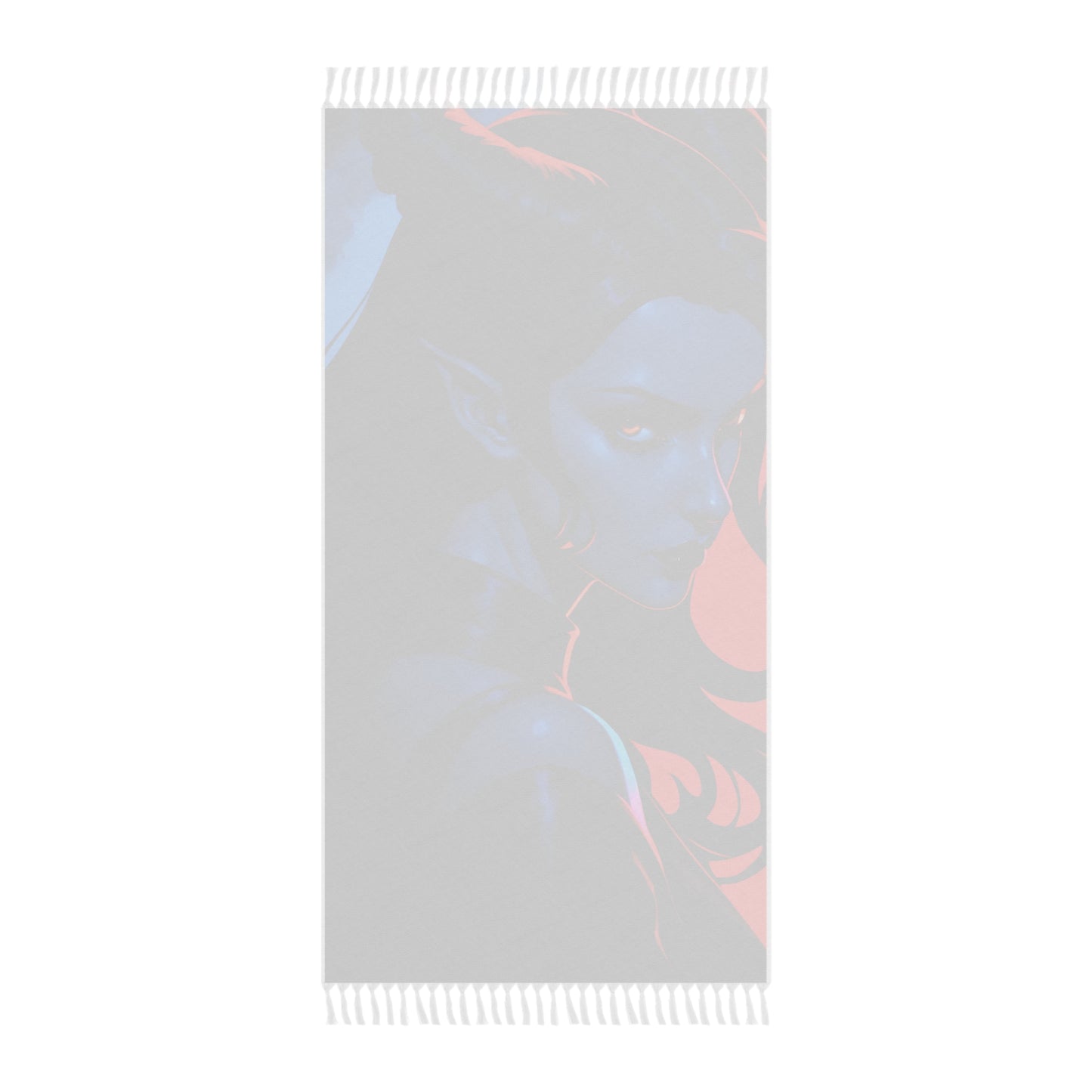 "Azure Inferno: The Dance of the Tiefling in Blue and Red" - Towel - Boho Beach Towel