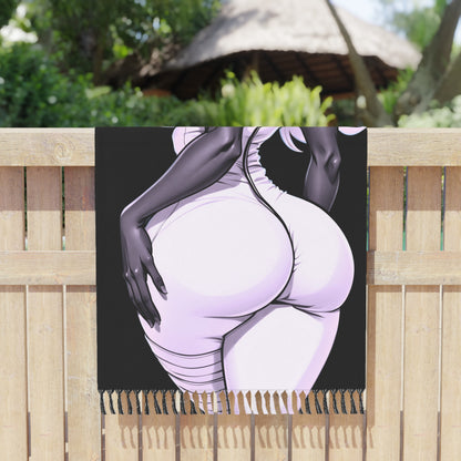 "Glowing White: Revealing the Radiance of a Cartoon Girl" - Towel - Boho Beach Towel