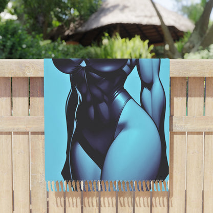 "Aquatic Muscles: Strength and Grace Amidst Turquoise Tides" - Towel - Boho Beach Towel