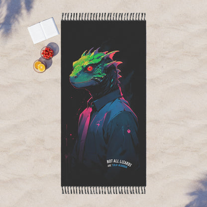 Beneath the Scales: The Lizard's Business Charm" - Towel - Boho Beach Towel