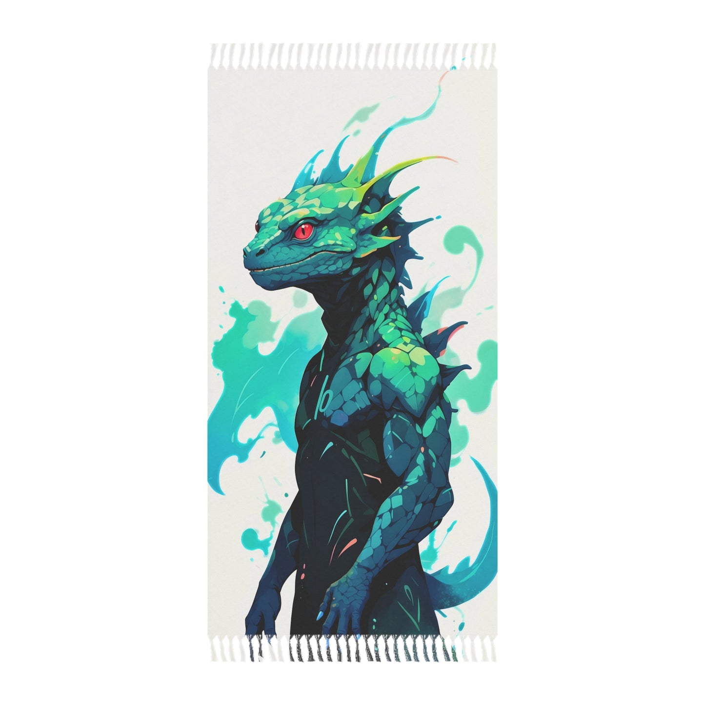 "Splash of Friendship: Cartoon Lizard" - Towel - Boho Beach Towel