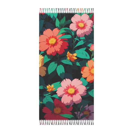 "Blooming Serenity: A Floral Oasis" - Towel - Boho Beach Towel