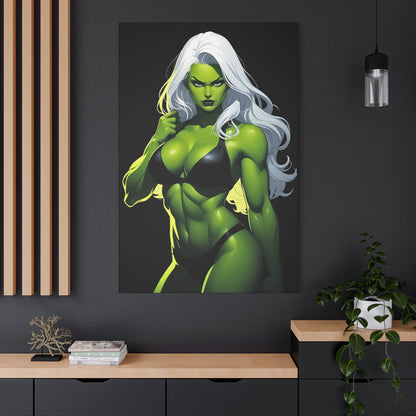 Exotic Intimacy: Muscular Green Alien Girl in Lingerie