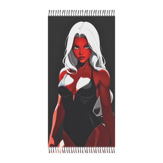 "Infernal Attraction: Unleashing the Devilish Cartoon Courtesan" - Towel - Boho Beach Towel