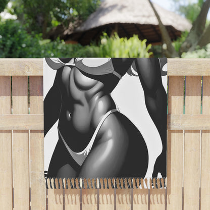 "Sculpted Strength: The Bikini Amazon" - Towel - Boho Beach Towel