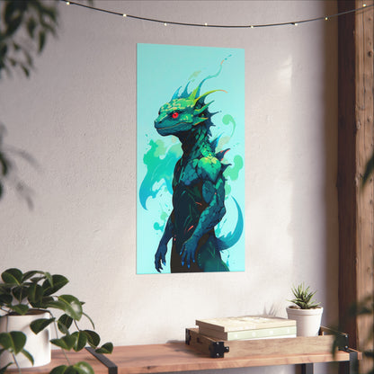 Splash of friendship: cartoon lizard in turquoise