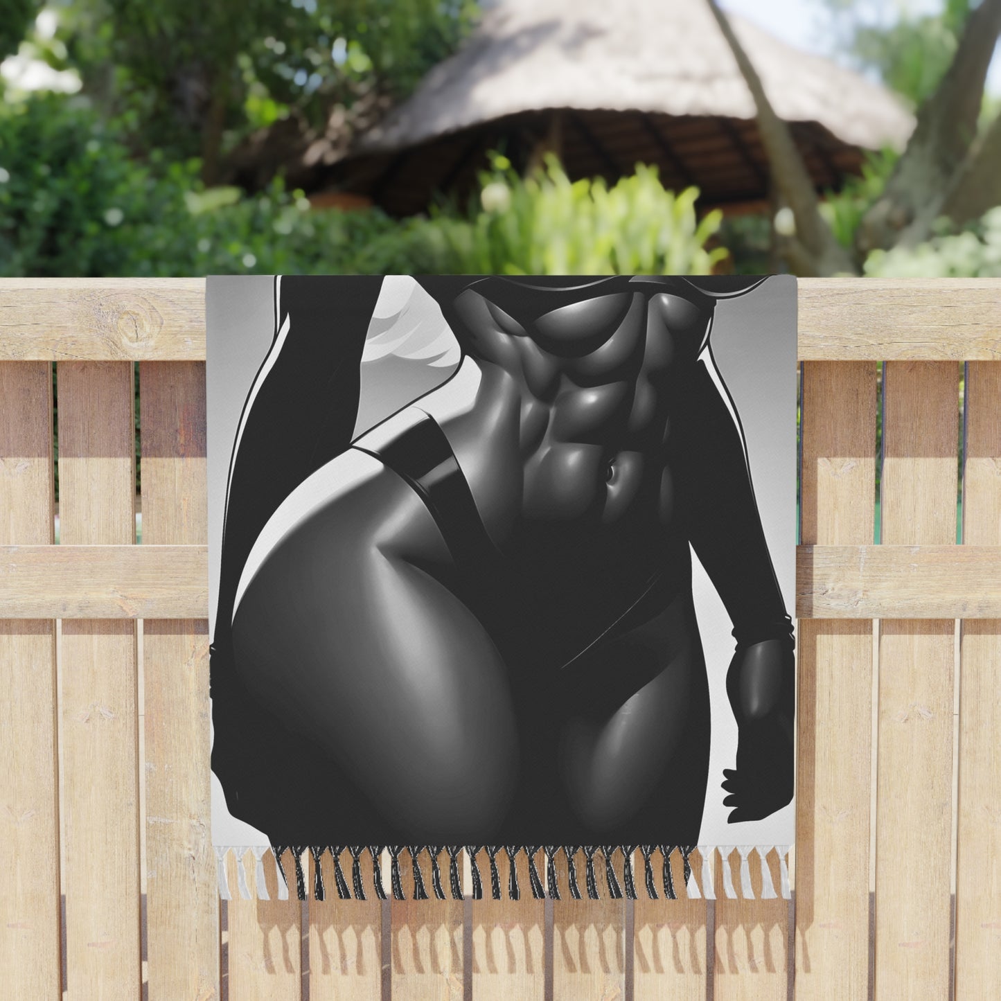 "Gaze of Steel: The Intensity of Muscular Majesty" - Towel - Boho Beach Towel