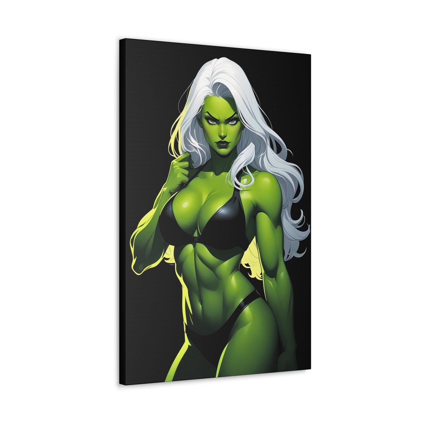 Exotic Intimacy: Muscular Green Alien Girl in Lingerie