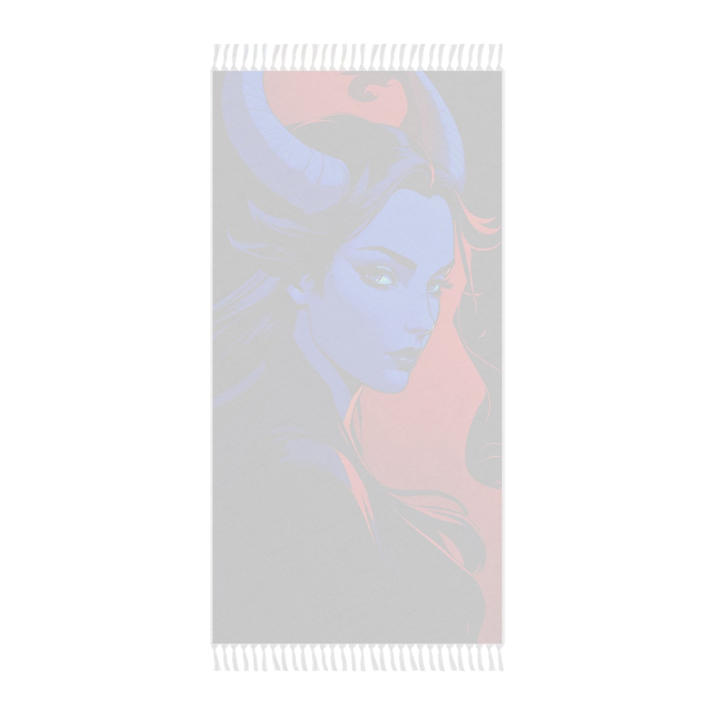 "Chromatic Temptation: The Allure of a Blue-Red Tiefling Beauty" - Towel - Boho Beach Towel