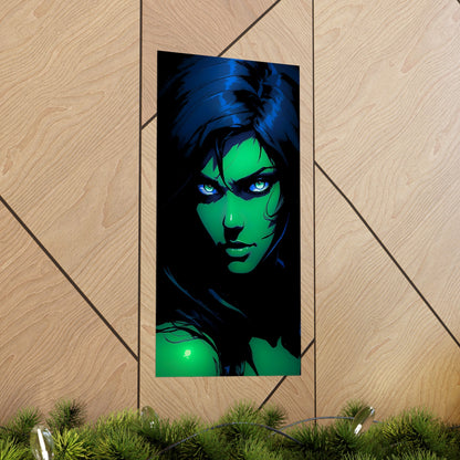 Emerald Rage: The Intense Gaze of the She-Hulk Beauty