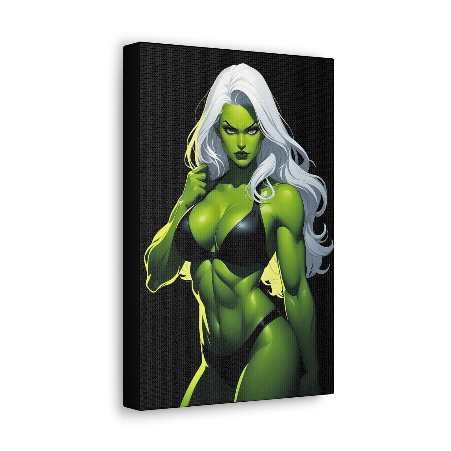 Exotic Intimacy: Muscular Green Alien Girl in Lingerie