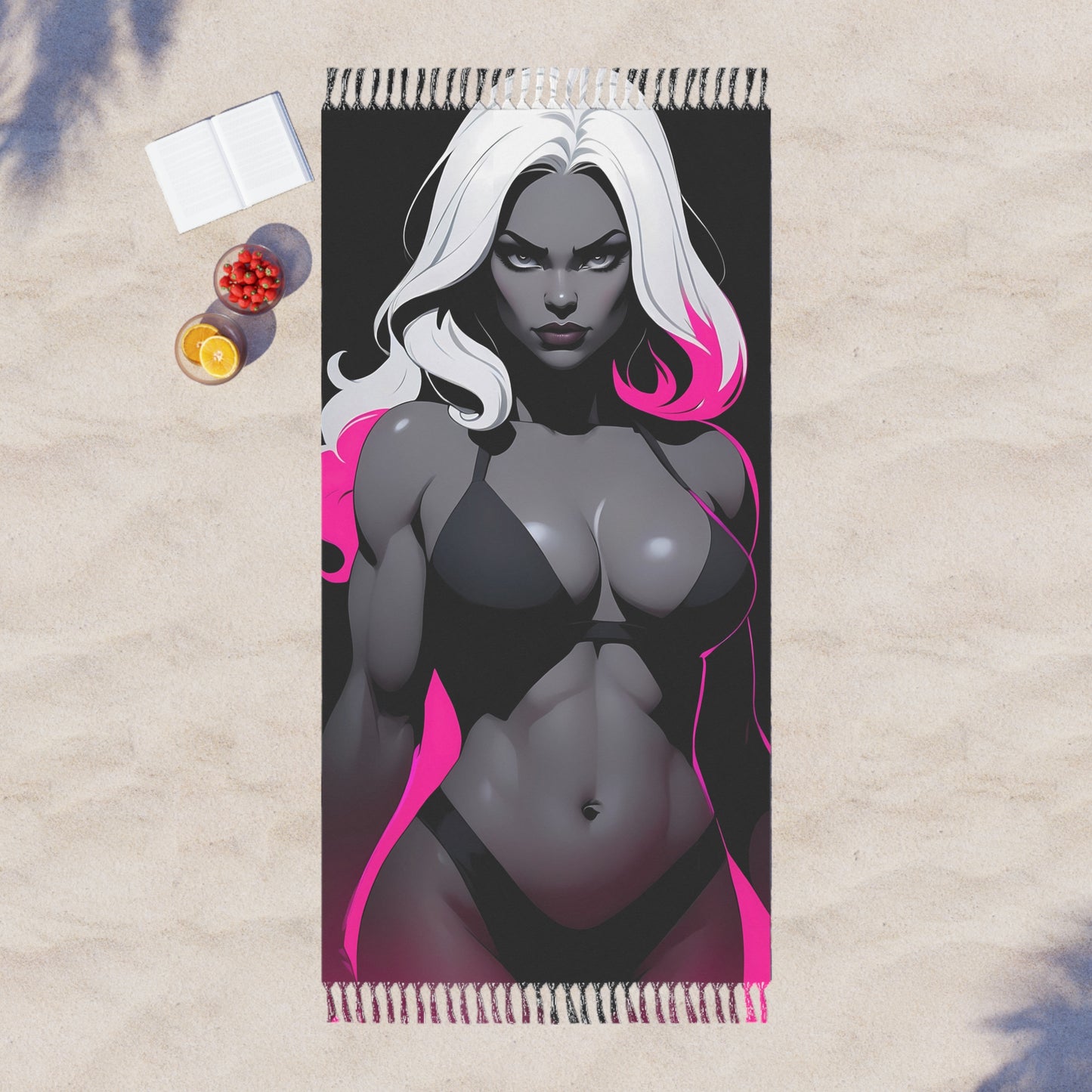 "Pink Paragon: The Beguiling Spotlight Seduction" - Towel - Boho Beach Towel