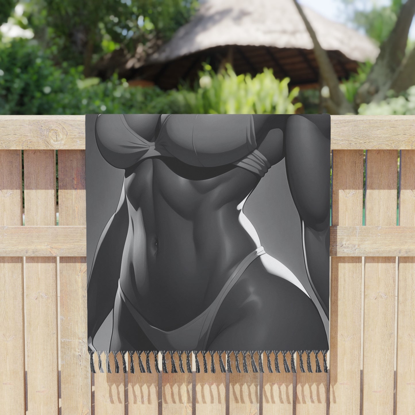 "Slim and stunning: the defined beauty in a grey bikini" - Towel - Boho Beach Towel