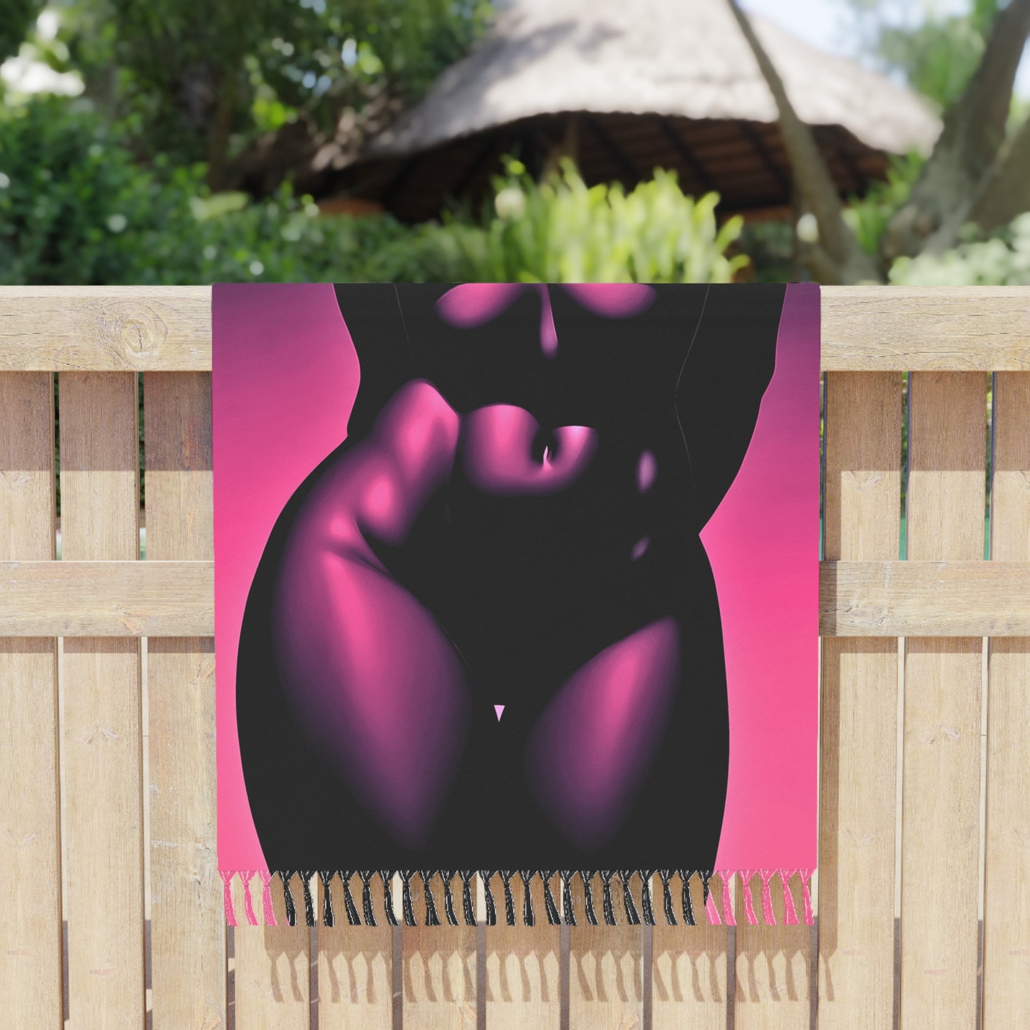 "Blush of Power: The Feminine Strength of a Pink Muscular Beauty" - Towel - Boho Beach Towel