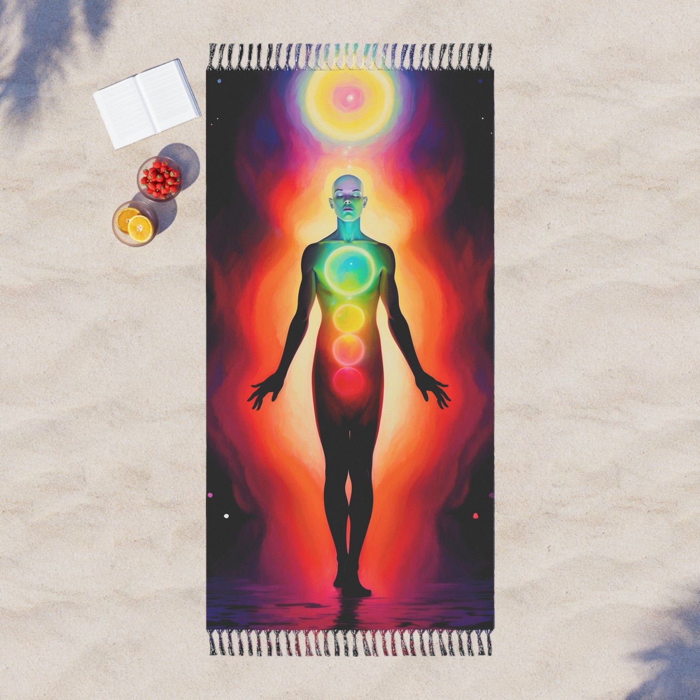 "Beachside Enlightenment: Unfolding the Kundalini" - Towel - Boho Beach Towel