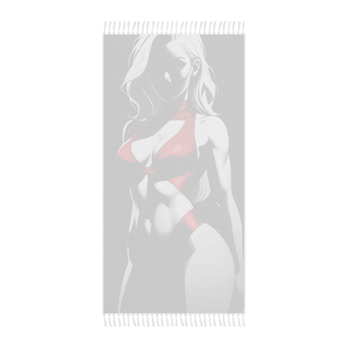 "Red Temptation: The Seductive Gaze of a Courtesan in Scarlet" - Towel - Boho Beach Towel