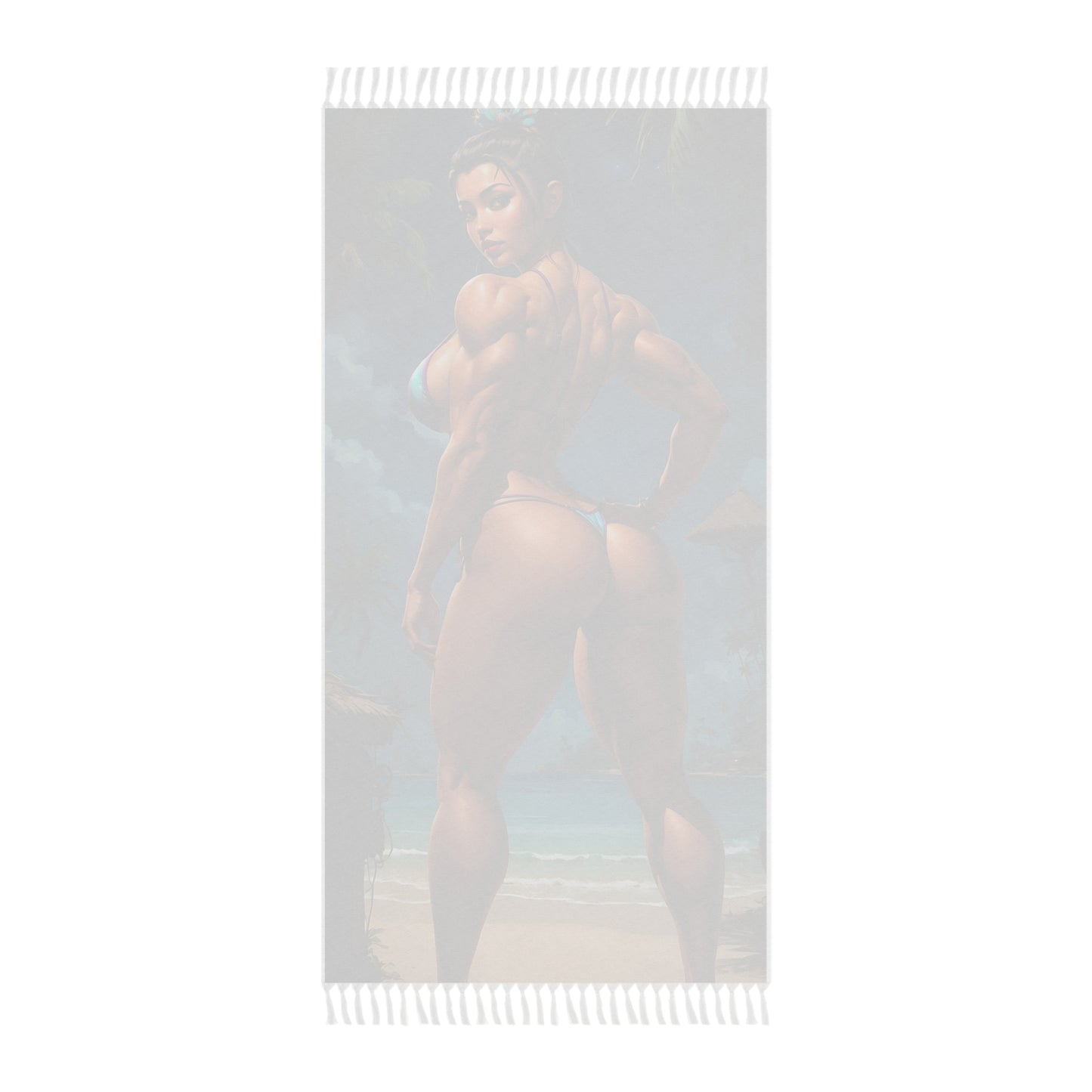 "Goddess of Iron: The Elegant Pose of Power" - Towel - Boho Beach Towel