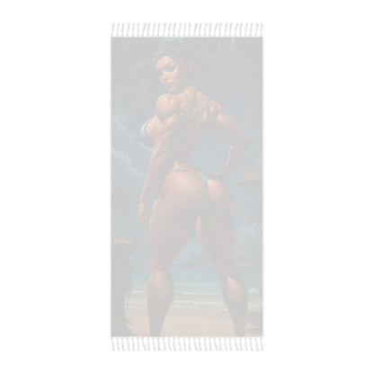 "Goddess of Iron: The Elegant Pose of Power" - Towel - Boho Beach Towel